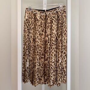 J.Crew Leopard Pleated Midi Skirt Size 2